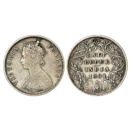 Victoria Empress, silver ½ rupee, 1884, Bombay mint, A/II/dot, PR 292; GK 625. Very fine, 