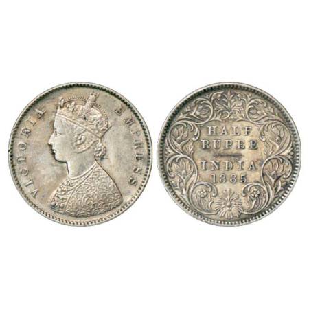 Victoria Empress, silver ½ rupee, 1885, Calcutta mint, A/I/'C' incused, PR 269; GK 632. Ab