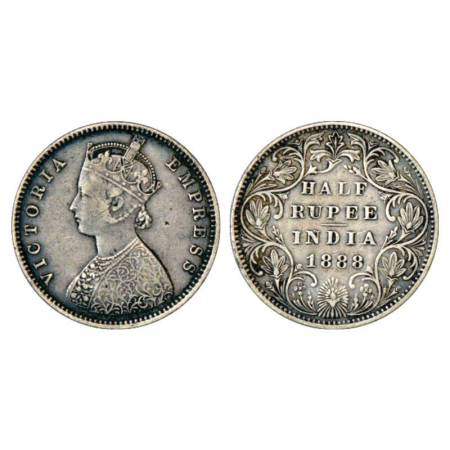 Victoria Empress, silver ½ rupee, 1888, Bombay mint, A/II/no mm, PR 297; GK 638. Very fine