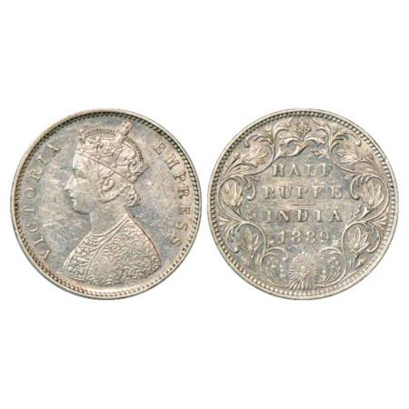 Victoria Empress, silver ½ rupee, 1889, Bombay mint, A/II/'B' raised, PR 299; GK 642. Extr