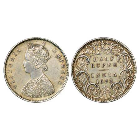 Victoria Empress, silver ½ rupee, 1893, Bombay mint, A/I/'B' incused, PR 303, GK 648. Very