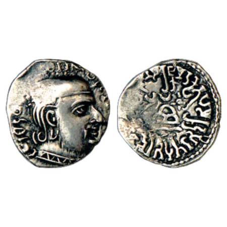 Western Kshatrapas, Karddamaka dynasty - silver drachm of Rudrasena I (199-222 AD), dated 