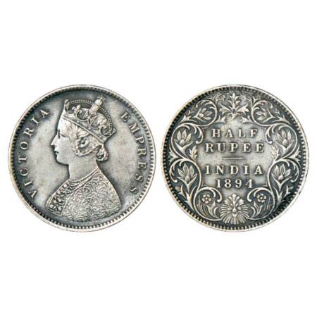 Victoria Empress, silver ½ rupee, 1894, Bombay mint, A/I/'B' incused, PR 304; GK 650. Very