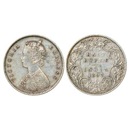 Victoria Empress, silver ½ rupee, 1897, Bombay mint, A/I/'B' incused, PR 305. Very fine, V