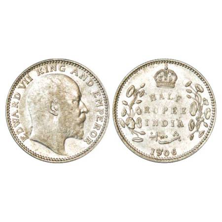 Edward VII, silver ½ rupee, 1906, Calcutta mint, PR 310; GK 964. Uncirculated, Rare.
