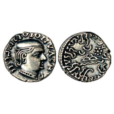 Western Kshatrapas, Karddamaka dynasty - silver drachm of Rudrasena I (199-222 AD), dated 