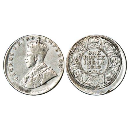 George V, silver rupee, 1919, Bombay mint, both sides minor die shifted, file mark on reve