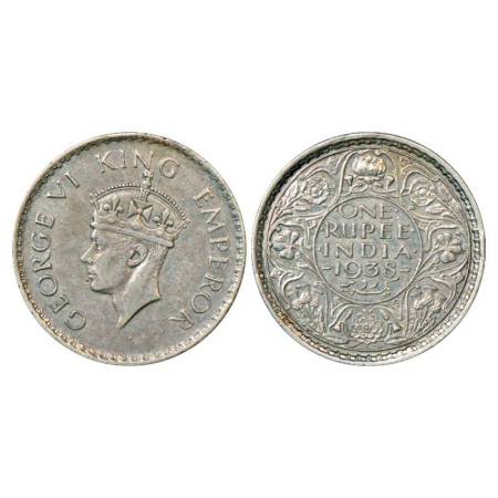 George VI, silver rupee, 1938, Bombay mint, with dot, PR 234; GK 1255. Very fine, Very sca