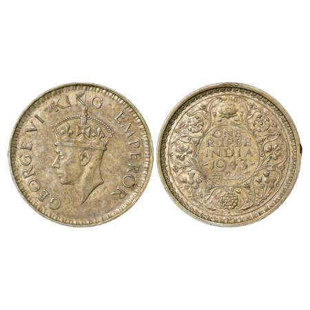 George VI, half silver rupee, 1943, Bombay mint, A/II, Large head and large 3 in date, unp