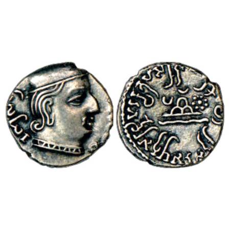 Western Kshatrapas, Karddamaka dynasty - silver drachm of Rudrasena I (199-222 AD), dated 