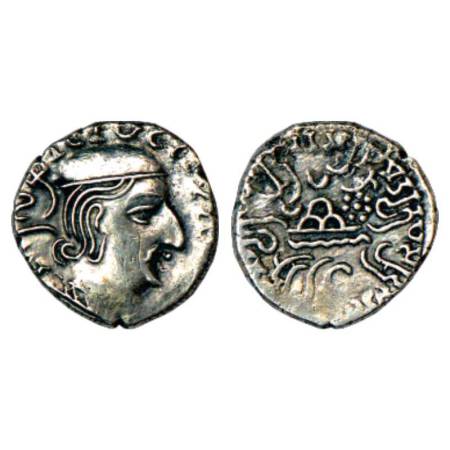 Western Kshatrapas, Karddamaka dynasty - silver drachm of Rudrasena I (199-222 AD), dated 