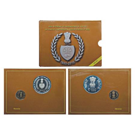 2011, 150 Years of Comptroller & Auditor General of India, UNC set of 2 coins, 150 rupees 