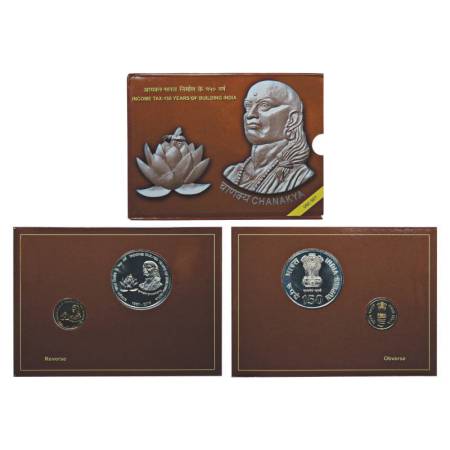 2011, Income Tax - 150 Years of Building India, UNC set of 2 coins, 150 rupees and 5 rupee
