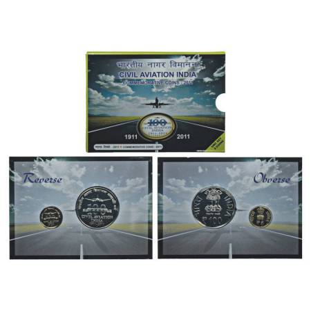 2011, Civil Activation India, UNC set of 2 coins, 100 rupees and 5 rupees, Mumbai mint, in