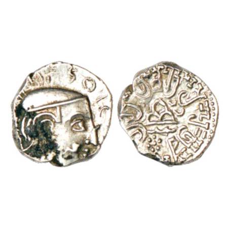 Western Kshatrapas, silver Drachm of Rudrasena IV (c.380-385 AD?), Fishman 36.3, 2.16g. Ob