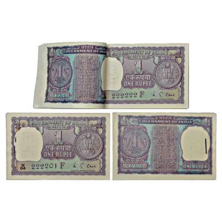 Republic of India, 1 rupee, full packet of 100 notes, 1974, signed by M.G. Kaul, serial no