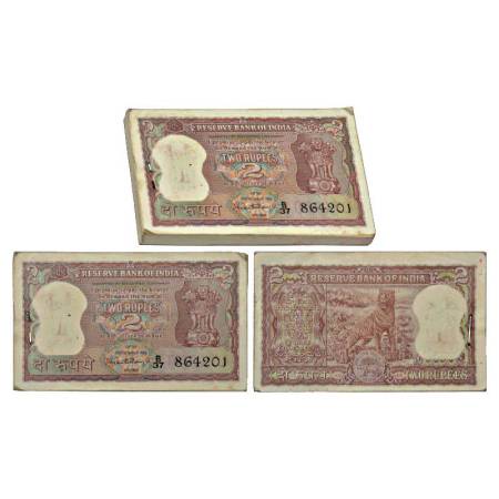 Republic of India, 2 rupees, full packet of 100 notes, ND (1967), signed by P.C. Bhattacha