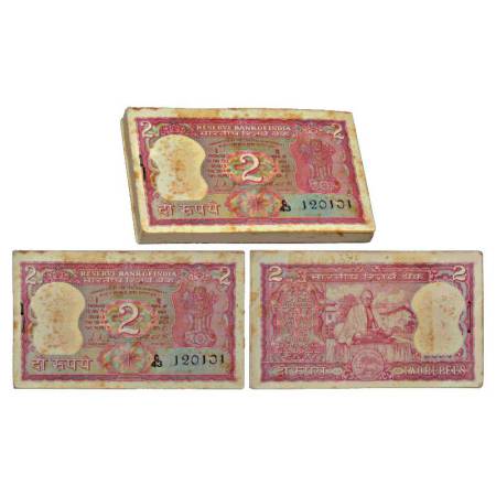 Republic of India, 2 rupees, full packet of 100 notes, ND (1969), signed by L.K. Jha, Maha