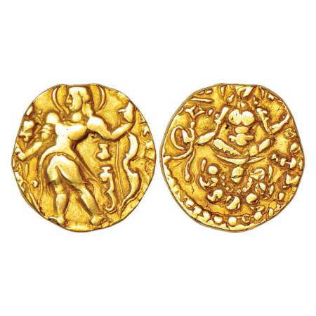 Gupta Empire, gold Dinar of Chandra Gupta II (375-415 AD), 'Archer' type. S. Kumar A.6.1, 