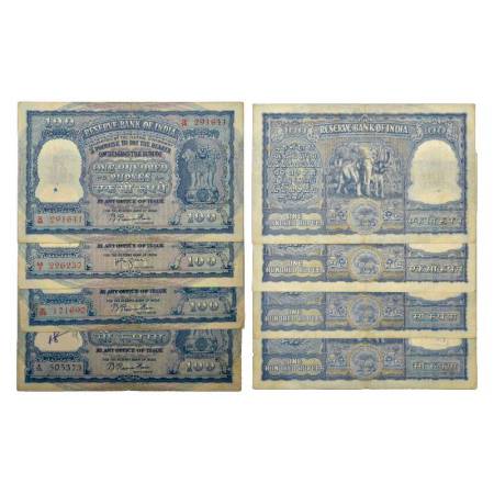 Republic of India, 100 rupees (4), B. Rama Rau, 2x incorrect रुपया in Hindi, serial nos.: 