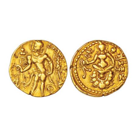 Gupta Empire, gold Dinar of Chandra Gupta II (375-415 AD), 'Archer' type, S. Kumar variety