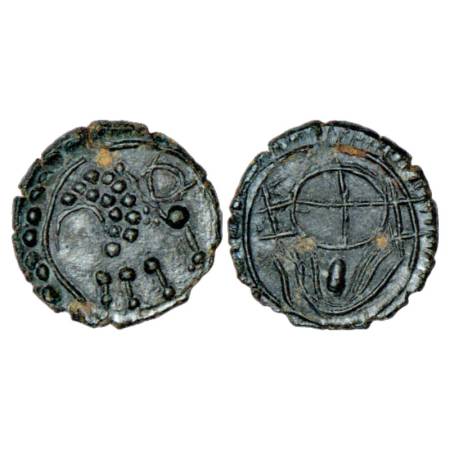 Vishnukundins - fractional uninscribed potin coin, (c.500-550AD), possibly attributed to V