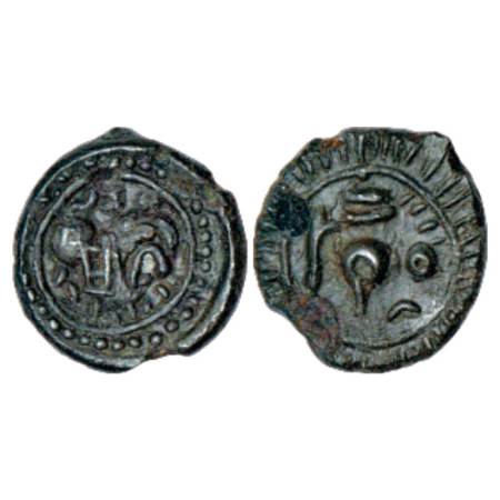 Vishnukundins - fractional uninscribed potin coin, (c.500-550AD), possibly attributed to V