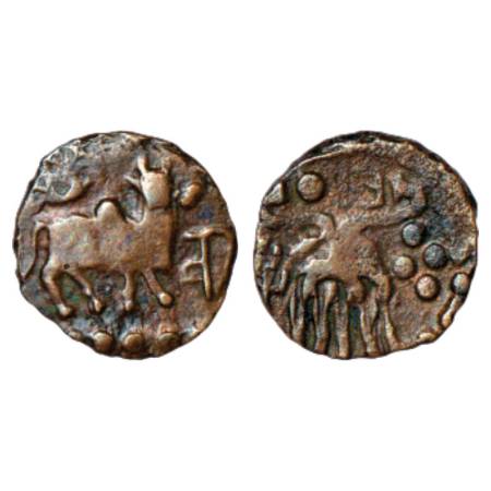 Tami Nadu, copper 1/4th cash attributed to Virappa Nayaka (1572-1595 AD) of Madurai, simil