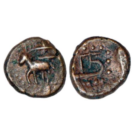 Nawabs of Arcot, anonymous kasu (1670-1740 AD), Ganesh 'Tamil nadu' 14.56, 2.45g. Obv: bul