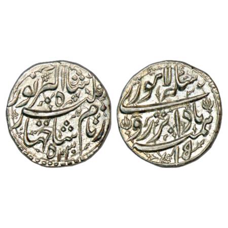 Jahangir (1605-1627 AD), silver rupee, Lahore mint at top, 'Badabar' couplet, AH 1030/RY 1