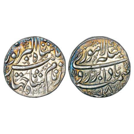 Jahangir (1605-1627 AD), silver rupee, Lahore mint at top, 'Badabar' couplet, AH 1032/RY 1