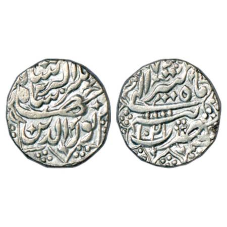 Jahangir (1605-1627 AD), silver rupee, Tatta mint, AH 1021/RY 7, Tir, KM 145.17. About ext