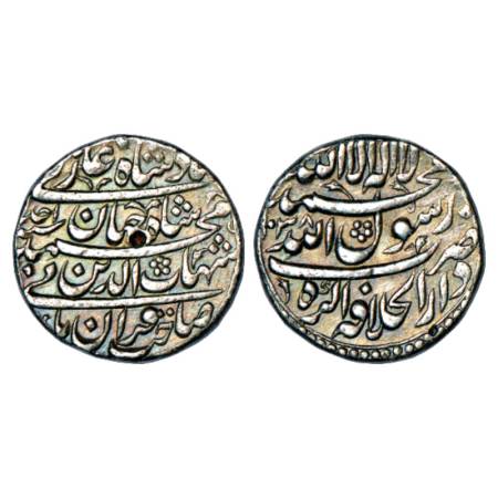 Shah Jahan (1628-1658 AD), silver rupee, Dar ul-Khilafat Agra mint, AH 1038/RY Ahd, with E