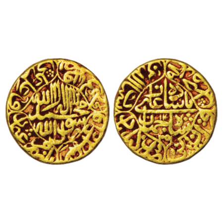 Shah Jahan (1628-1658 AD), gold mohur, Akbarabad mint, AH 1051/RY 14, 10.86g. Obv: Kalima 