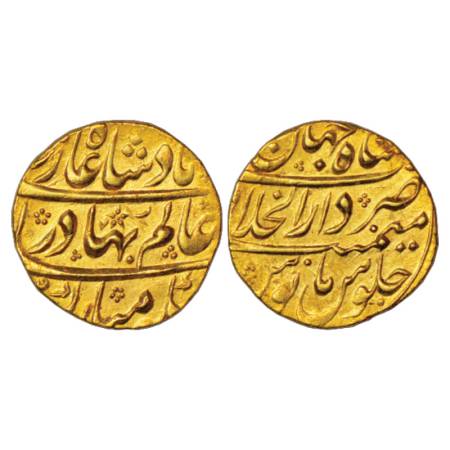 Shah Alam Bahadur (1707-1712 AD), gold mohur, 10.90g. Dar ul-Khilafat Shahjahanabad mint, 