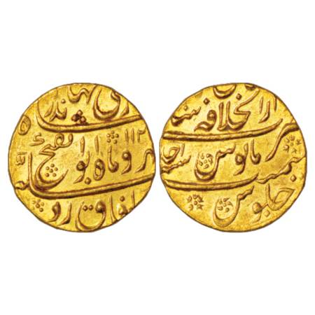Jahandar Shah (1712-1713 AD), gold mohur, 10.90g, Dar ul-Khilafat Shahjahanabad mint, 'Abu