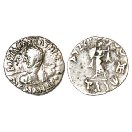 Indo-Greeks - silver drachm of Menander I (c.155-130 BC), BN Series 7A, 2.37g. Obv: diadem