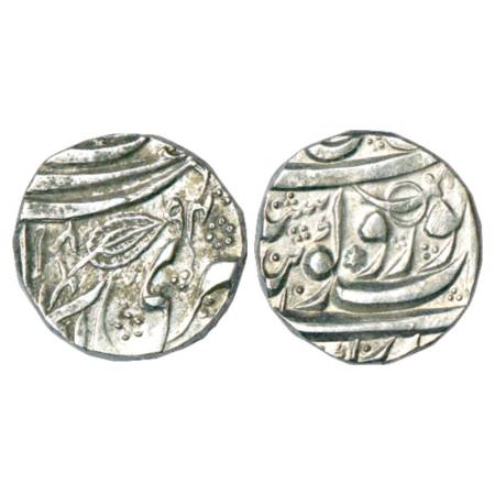 Sikh Empire, silver rupee, Kashmir mint, 'Gobind Shahi' couplet, VS 1894, Mihan Singh as g