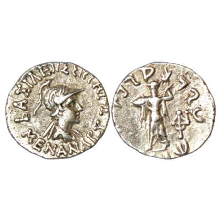Indo-Greeks - silver drachm of Menander I (c.155-130 BC), BN Series 16I, 2.41g. Obv: diade