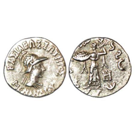 Indo-Greeks - silver drachm of Menander I (c.155-130 BC), BN Series 16I, 2.38g. Obv: diade
