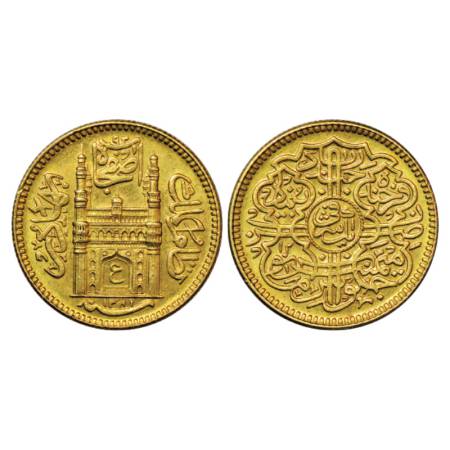 Hyderabad, Mir Usman Ali Khan (1911-1948 AD), gold ashrafi, 11.16g. AH 1341/RY 12, full Ai