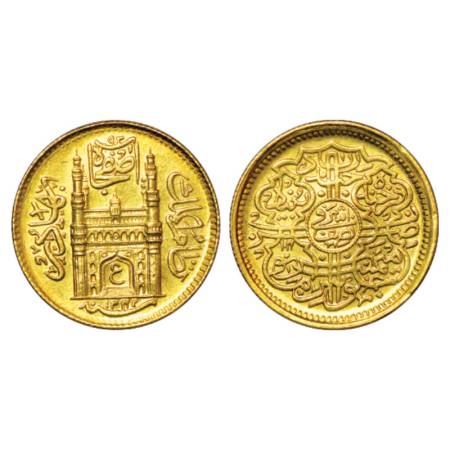 Hyderabad, Mir Usman Ali Khan (1911-1948 AD), gold ½ ashrafi, 5.54g. AH 1342/RY 14, full A
