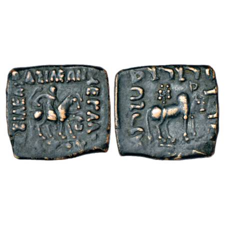 Indo-Scythians - copper unit of Azes (c.58-30BC), ISCH 84.5, 11.76g. Obv: king mounted on 