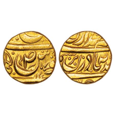 Patiala, Mahindar Singh (1862-1876 AD), gold mohur, 10.65g, in the name of Ahmad Shah Durr