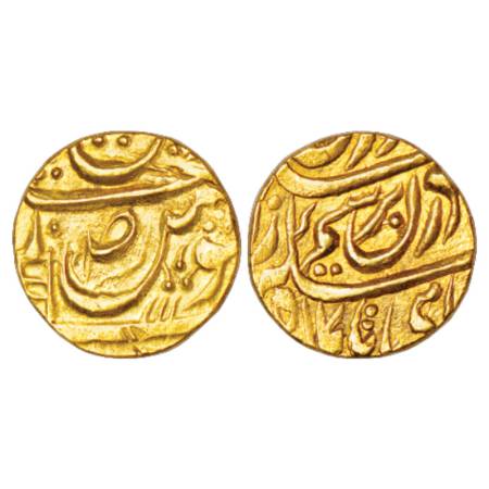 Patiala, Rajendra Singh (1876-1900 AD), gold mohur, 10.65g, in the name of Ahmad Shah Durr