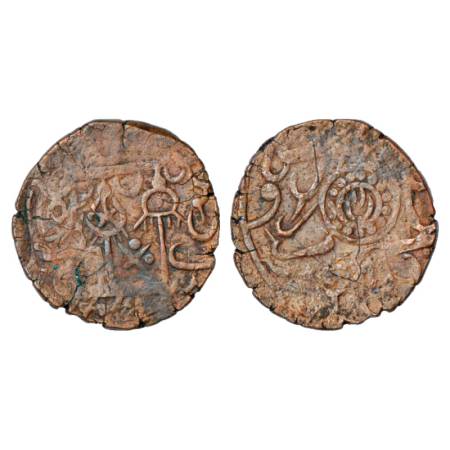 Ratlam area, copper 'kachcha paisa' with designs derived from 'Ra'ij'-type coins of Ratlam