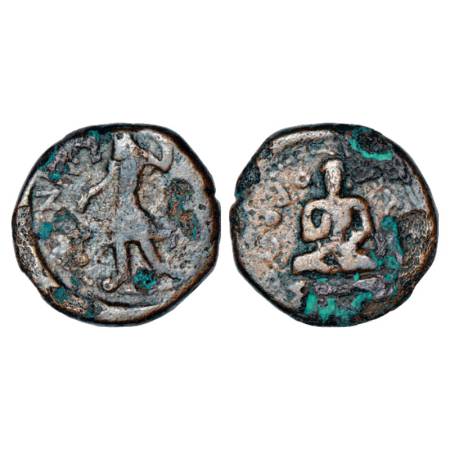 Kushans - copper tetradrachm of Kanishka I (c.127-150AD), 15.40g. Obv: king standing left,