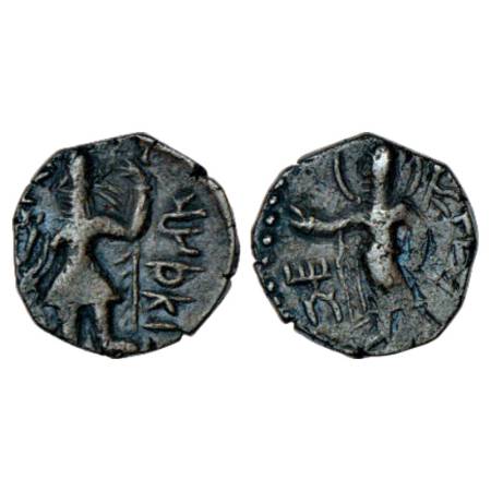 Kushans - copper coin of Kanishka (c.127-150AD), quarter unit of the Eastern or 'Jammu' se