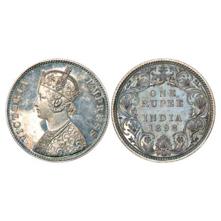 Victoria Empress, silver rupee, early proof re-strike, 1898, 11.62g, 30.65mm, Bombay mint,