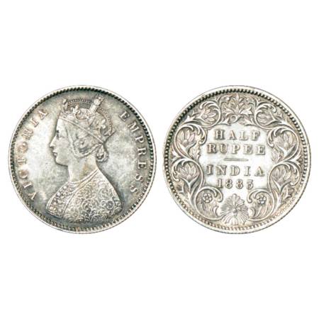 Victoria Empress, silver ½ rupee, 1883, Calcutta mint, A/I/'C' incused, PR 267, GK 622. Ab
